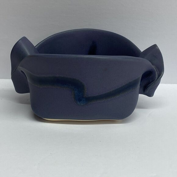 Hilborn Pottery Pinch Pot Vessel Periwinkle Purple Blue Signed Hand Crafted - Picture 2 of 12